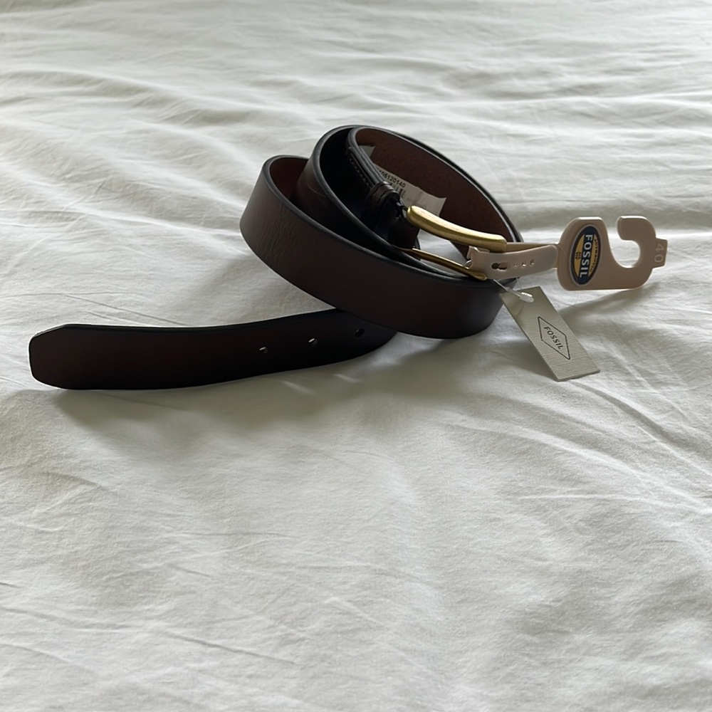 NWT Fossil Morrison Dark Brown Mens Belt